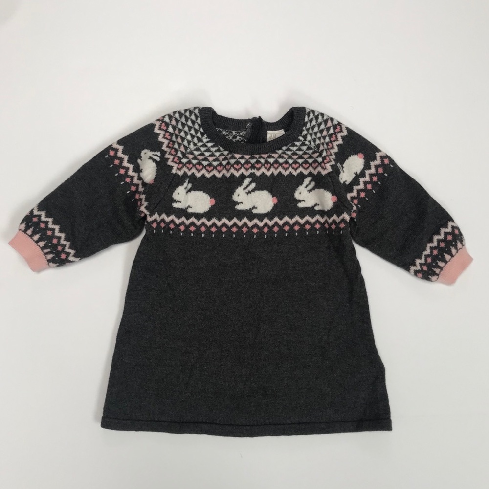 H&M bunny sweater dress, size 4-6 months